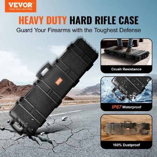 Tactical Haven™ VEVOR Rifle Hard Case Portable Long Gun Storage Hard Suitcase W/ 2 Casters Shockproof & Waterproof