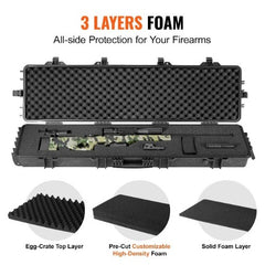 Tactical Haven™ VEVOR Rifle Hard Case Portable Long Gun Storage Hard Suitcase W/ 2 Casters Shockproof & Waterproof